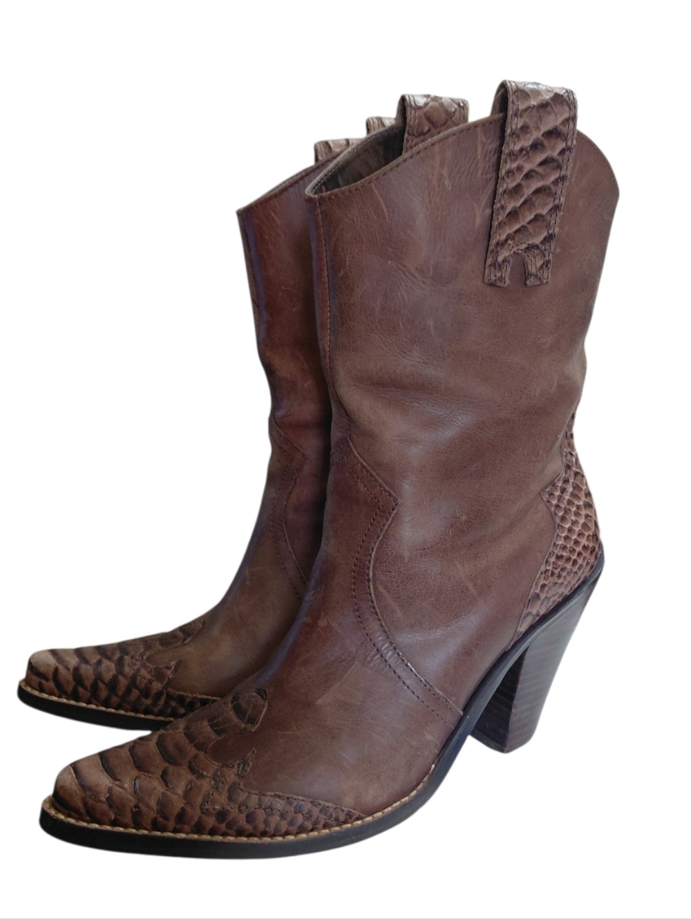 Penny Loves Kenny Ranger Brown Western Booties Women's Size 7 Cowgirl Boots